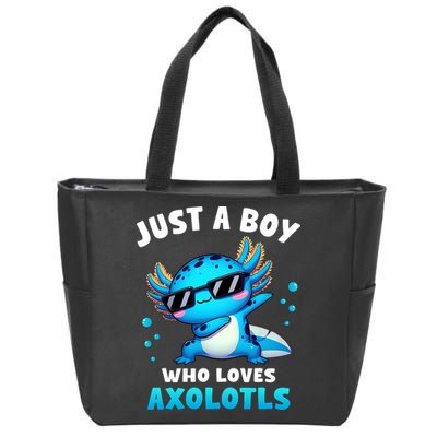 Axolotl Kawaii Just A Boy Who Loves Axolotls Dabbing Axolotl Zip Tote Bag