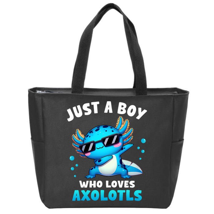 Axolotl Kawaii Just A Boy Who Loves Axolotls Dabbing Axolotl Zip Tote Bag