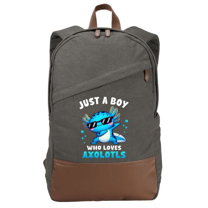 Axolotl Kawaii Just A Boy Who Loves Axolotls Dabbing Axolotl Cotton Canvas Backpack