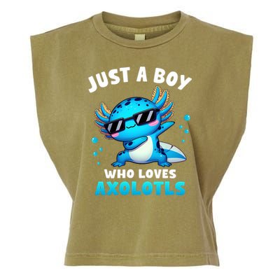 Axolotl Kawaii Just A Boy Who Loves Axolotls Dabbing Axolotl Garment-Dyed Women's Muscle Tee