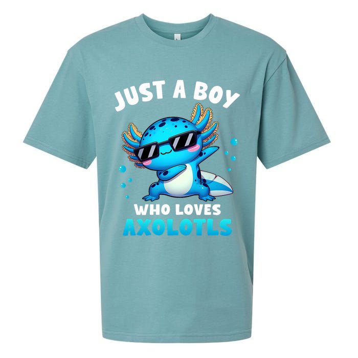 Axolotl Kawaii Just A Boy Who Loves Axolotls Dabbing Axolotl Sueded Cloud Jersey T-Shirt