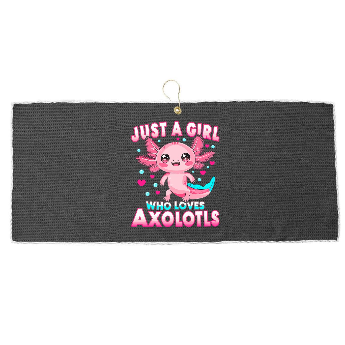 Axolotl Kawaii  Just A Girl Who Loves Axolotls Large Microfiber Waffle Golf Towel