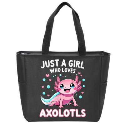 Axolotl Kawaii Just A Girl Who Loves Axolotls Zip Tote Bag