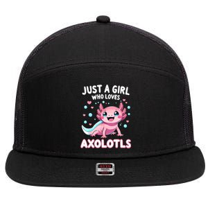 Axolotl Kawaii Just A Girl Who Loves Axolotls 7 Panel Mesh Trucker Snapback Hat