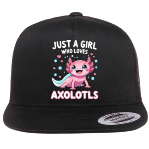 Axolotl Kawaii Just A Girl Who Loves Axolotls Flat Bill Trucker Hat