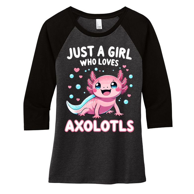 Axolotl Kawaii Just A Girl Who Loves Axolotls Women's Tri-Blend 3/4-Sleeve Raglan Shirt