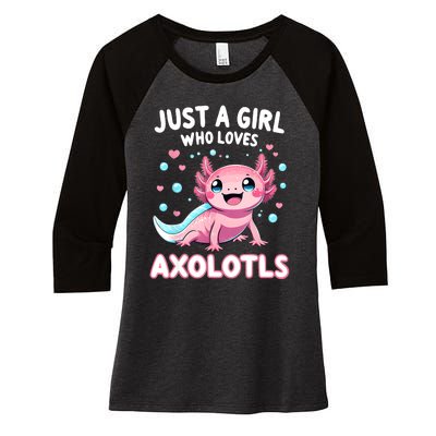 Axolotl Kawaii Just A Girl Who Loves Axolotls Women's Tri-Blend 3/4-Sleeve Raglan Shirt