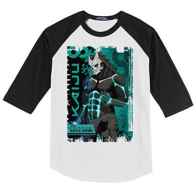 Aesthetic Kaiju No 8 Anime Team 3 Vintage Kids Colorblock Raglan Jersey