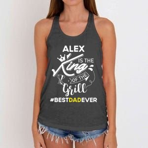 Alex King Of The Grill Best Dad Ever Fathers Day Gift Women's Knotted Racerback Tank