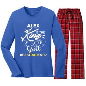 Alex King Of The Grill Best Dad Ever Fathers Day Gift Women's Long Sleeve Flannel Pajama Set 