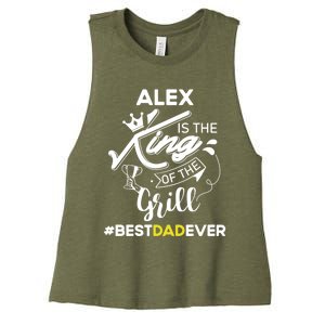 Alex King Of The Grill Best Dad Ever Fathers Day Gift Women's Racerback Cropped Tank