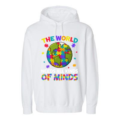 All Kinds Of Minds Autism Awareness Earth Day Autistic Gift Garment-Dyed Fleece Hoodie