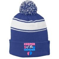 Announcet Keeper Of Gender Reveal Party Idea Baby Funny Gift Stripe Pom Pom Beanie