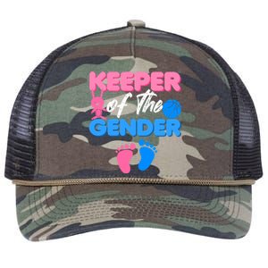 Announcet Keeper Of Gender Reveal Party Idea Baby Funny Gift Retro Rope Trucker Hat Cap