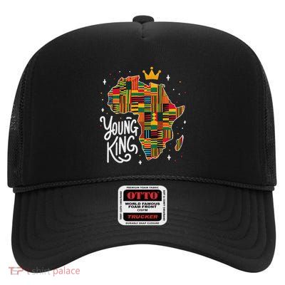 African Kente Print Clothes Young King Kente High Crown Mesh Back Trucker Hat
