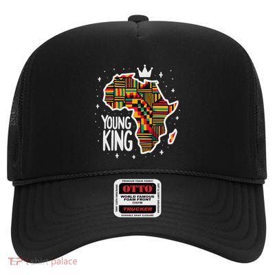 African Kente Print Clothes Young King Kente High Crown Mesh Back Trucker Hat