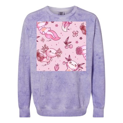 Axolotl Kawaii Pattern Colorblast Crewneck Sweatshirt