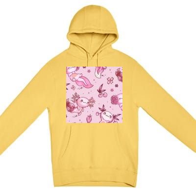 Axolotl Kawaii Pattern Premium Pullover Hoodie