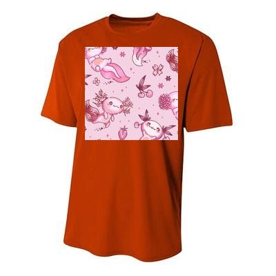 Axolotl Kawaii Pattern Performance Sprint T-Shirt