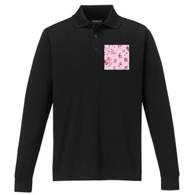 Axolotl Kawaii Pattern Performance Long Sleeve Polo