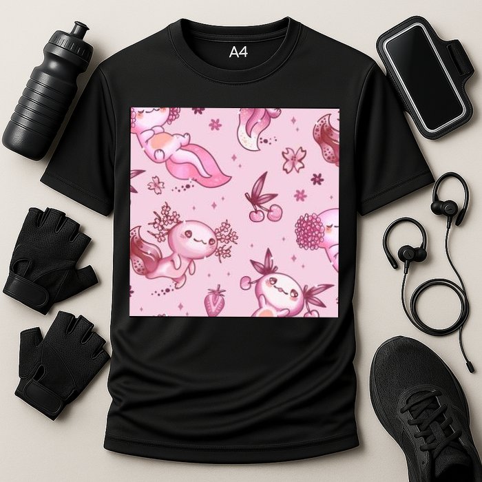 Axolotl Kawaii Pattern Performance Shirt