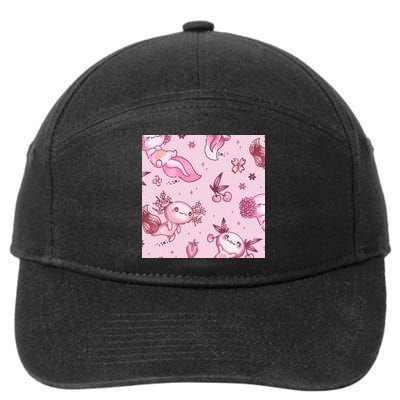 Axolotl Kawaii Pattern 7-Panel Snapback Hat