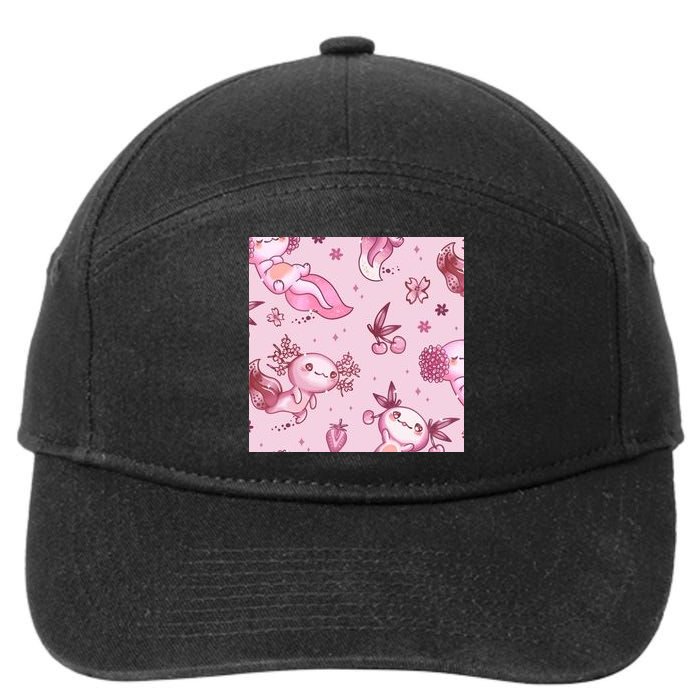 Axolotl Kawaii Pattern 7-Panel Snapback Hat