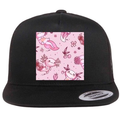 Axolotl Kawaii Pattern Flatbill Hat