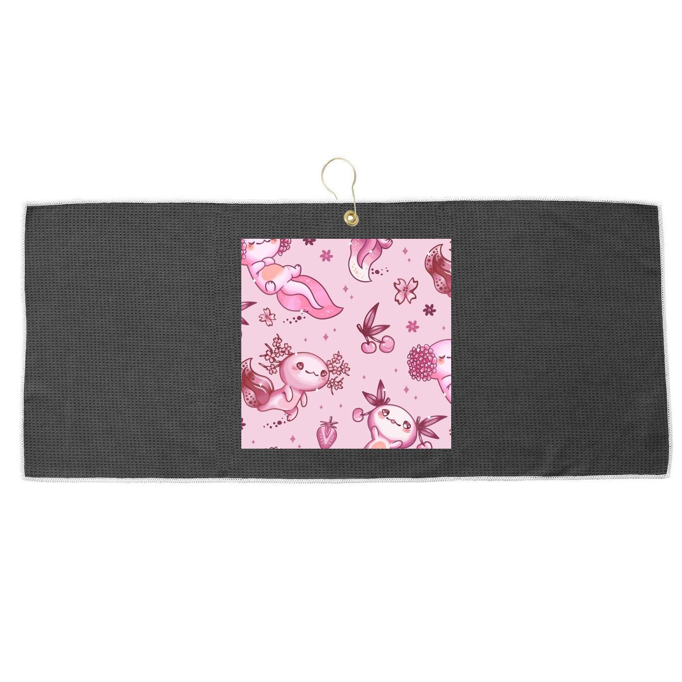 Axolotl Kawaii Pattern Large Microfiber Waffle Golf Towel