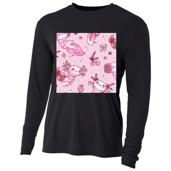 Axolotl Kawaii Pattern Cooling Performance Long Sleeve Crew