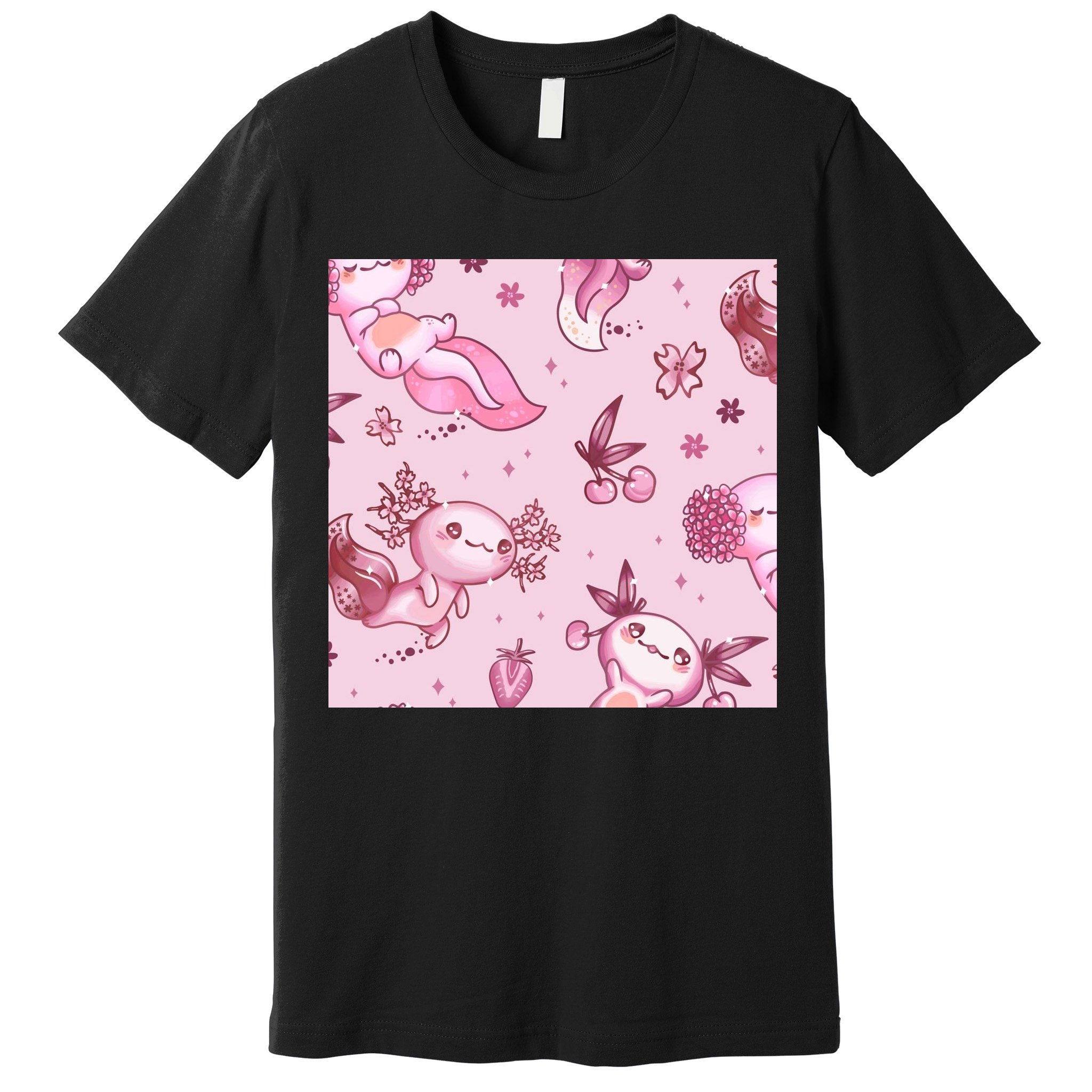 Axolotl Kawaii Pattern Premium T-Shirt