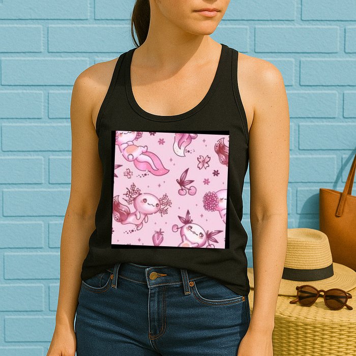 Axolotl Kawaii Pattern Womens Tank Top