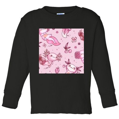 Axolotl Kawaii Pattern Toddler Long Sleeve Shirt