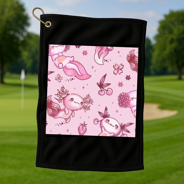 Axolotl Kawaii Pattern Golf Towel