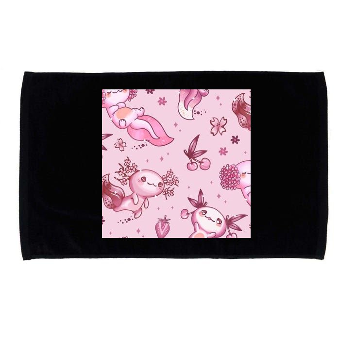 Axolotl Kawaii Pattern Microfiber Hand Towel