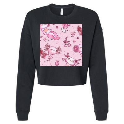Axolotl Kawaii Pattern Cropped Pullover Crew