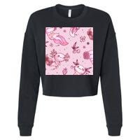 Axolotl Kawaii Pattern Cropped Pullover Crew
