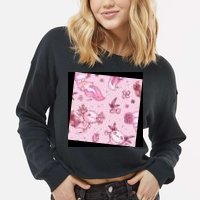 Axolotl Kawaii Pattern Cropped Pullover Crew