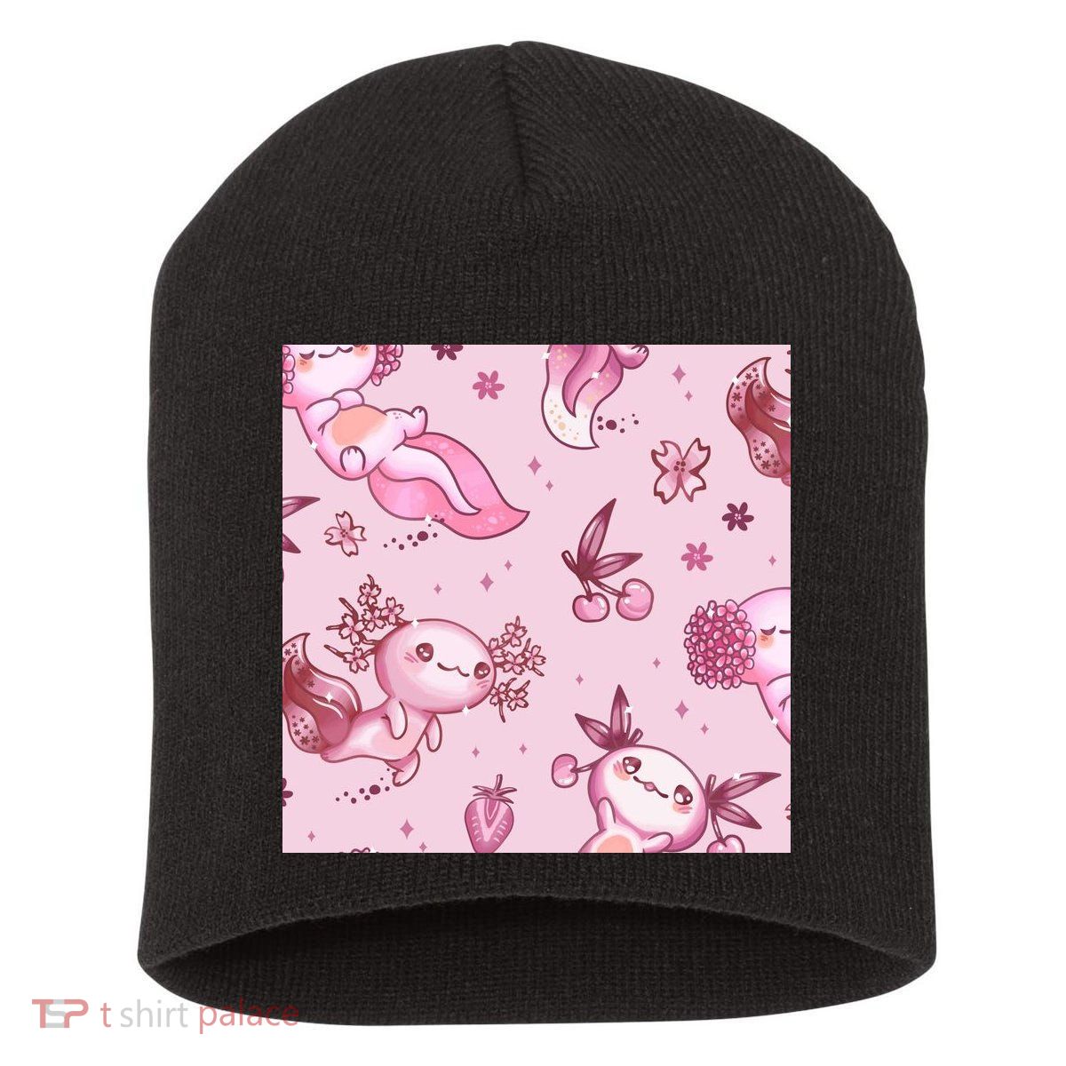 Axolotl Kawaii Pattern Short Acrylic Beanie