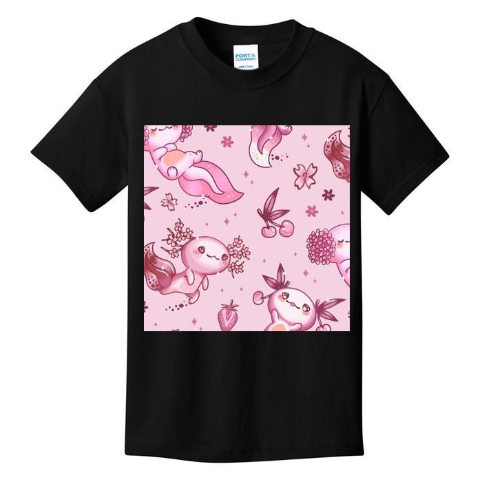 Axolotl Kawaii Pattern Kids T-Shirt