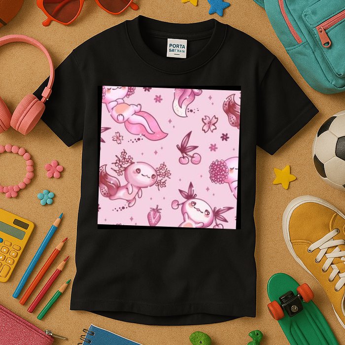 Axolotl Kawaii Pattern Kids T-Shirt
