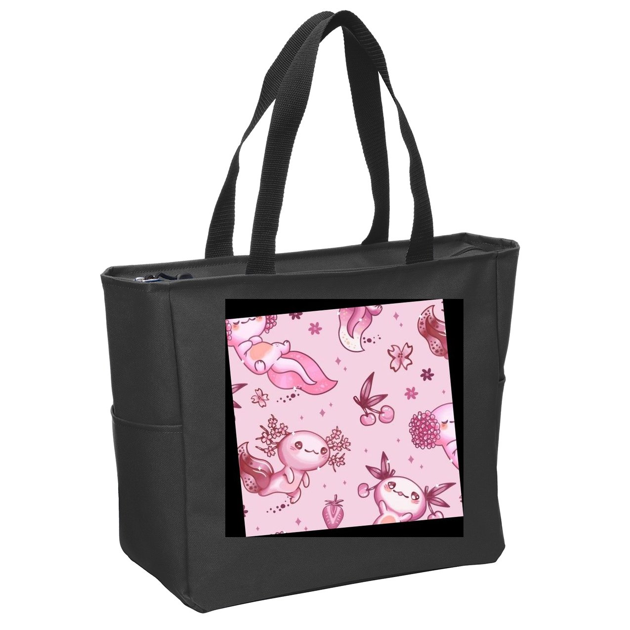 Axolotl Kawaii Pattern Zip Tote Bag