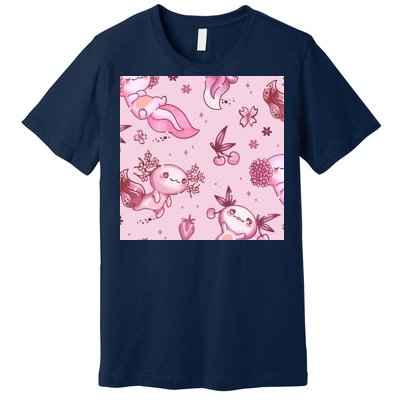 Axolotl Kawaii Pattern Premium T-Shirt