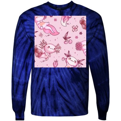 Axolotl Kawaii Pattern Tie-Dye Long Sleeve Shirt