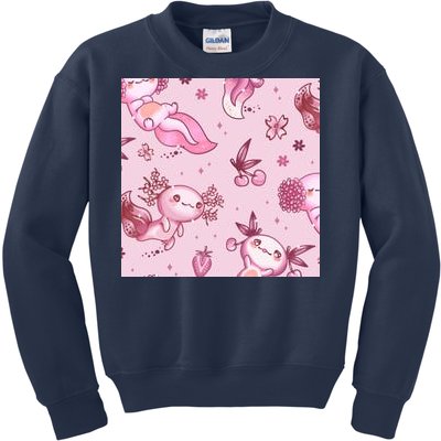 Axolotl Kawaii Pattern Kids Sweatshirt