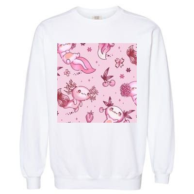 Axolotl Kawaii Pattern Garment-Dyed Sweatshirt