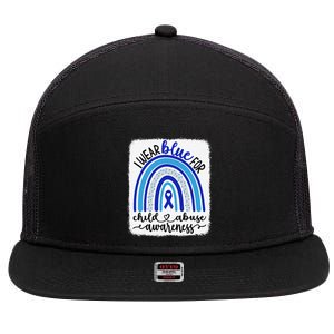 All KidsMatter Pinwheel Blue Rainbow Child Abuse Awareness 7 Panel Mesh Trucker Snapback Hat