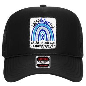 All KidsMatter Pinwheel Blue Rainbow Child Abuse Awareness High Crown Mesh Back Trucker Hat