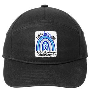 All KidsMatter Pinwheel Blue Rainbow Child Abuse Awareness 7-Panel Snapback Hat