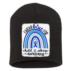 All KidsMatter Pinwheel Blue Rainbow Child Abuse Awareness Short Acrylic Beanie